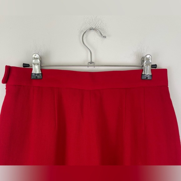 Vintage 90s Red Wool Wide Leg Trousers Carolyn Bessette Style Size 6 Carlisle - Picture 4 of 6